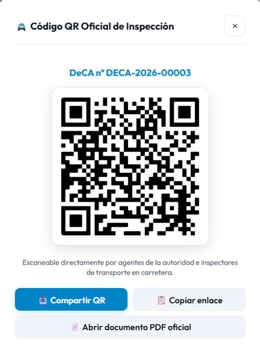 Código QR oficial de inspección